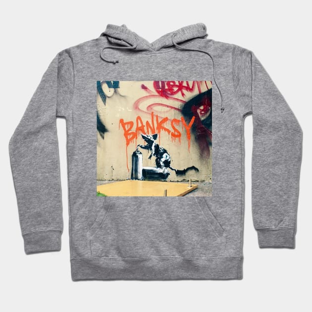 Banksy Rat Graffiti Tag Hoodie by foozler